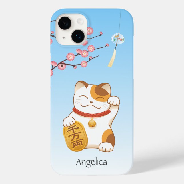 Japanese Lucky Cat, Calico Maneki Neko Case-Mate iPhone Case (Back)
