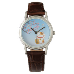 Japanese Lucky Cat, Calico Maneki Neko Watch