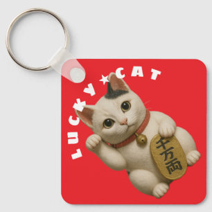 Japanese Lucky Cat Charm Key Ring