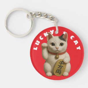 Japanese Lucky Cat Charm Key Ring