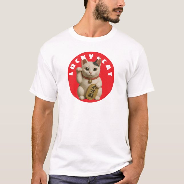 Japanese Lucky Cat Charm T-Shirt (Front)