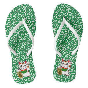 Japanese Lucky Cat- Maneki Neko Flip Flops
