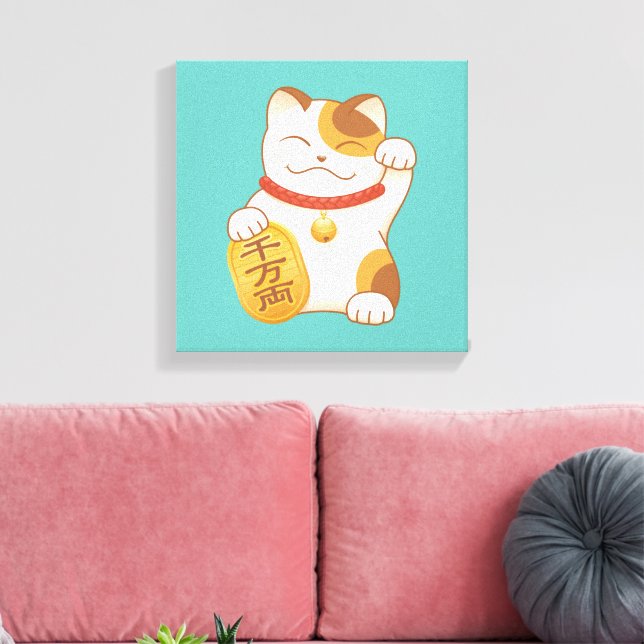 Japanese Lucky Cat, Maneki Neko Luck Good Fortune Canvas Print (Insitu(LivingRoom))