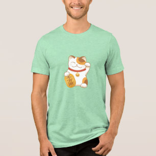 Japanese Lucky Cat, Maneki Neko Tri-Blend Shirt
