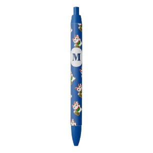 Japanese Lucky Cat Monogram Black Ink Pen