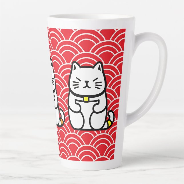 Japanese Lucky Cat or Maneki-Neko Latte Mug (Right)