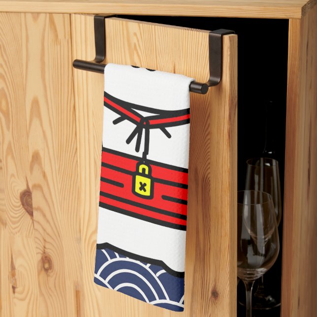 Japanese Lucky Cat or Maneki-Neko Tea Towel (Thirds Fold)