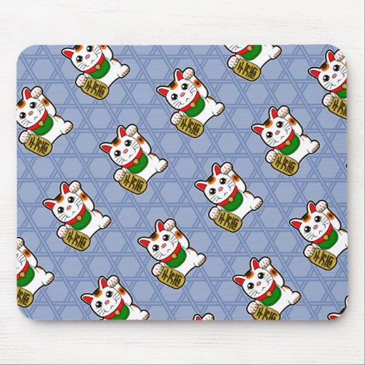 Image of Japanese Lucky Cat Pattern Mouse Mat