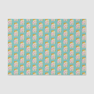 Japanese Lucky Cat Pattern Teal Tissue Paper