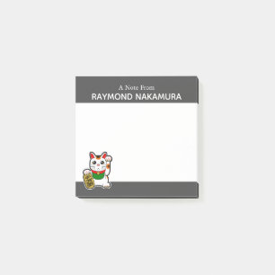 Japanese Lucky Cat Personalised Post-it Notes
