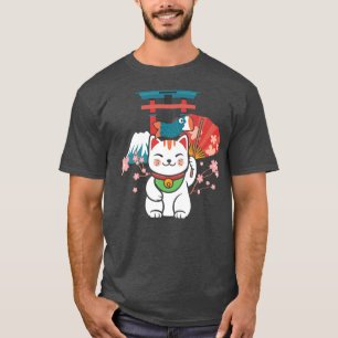 Japanese Lucky Cat Sakura Torii T-Shirt