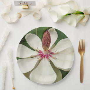 Japanese Magnolia Blossom Floral Paper Plate
