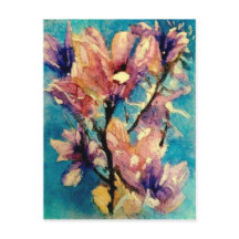 Japanese Magnolia watercolor batik