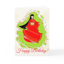 Japanese Maiko Birthday Card