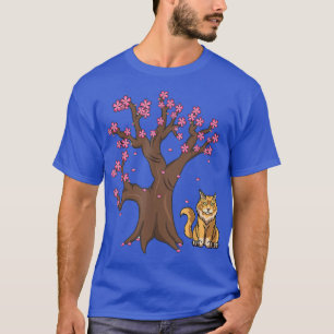 Japanese Maine Coon Cat Mom Cherry Blossom T-Shirt