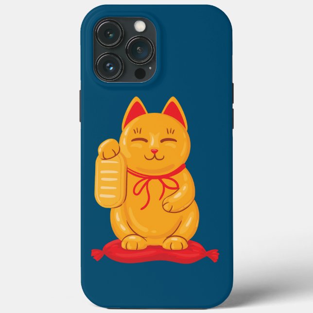 Japanese Maneki Neko Gold Cat, Symbol of Wealth Case-Mate iPhone Case (Back)