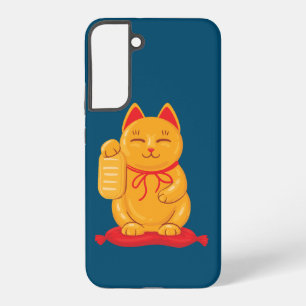 Japanese Maneki Neko Gold Cat, Symbol of Wealth Samsung Galaxy Case