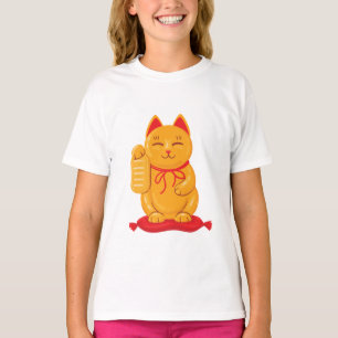 Japanese Maneki Neko Gold Cat, Symbol of Wealth T-Shirt