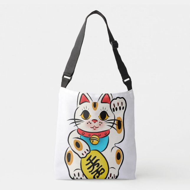 Japanese maneki neko lucky cat crossbody bag (Front)