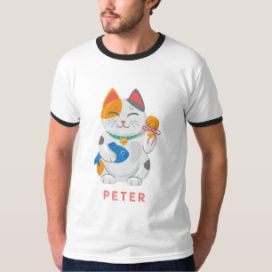 Japanese Maneki Neko White Cat, good luck symbol T-Shirt
