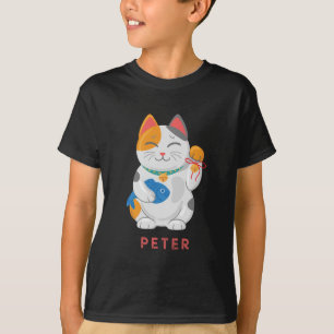Japanese Maneki Neko White Cat, good luck symbol T-Shirt