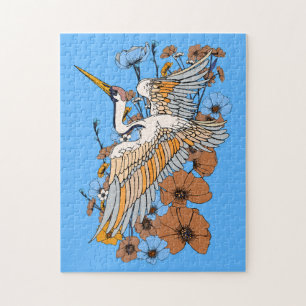 Japanese Manga Crane bird Jigsaw Puzzle