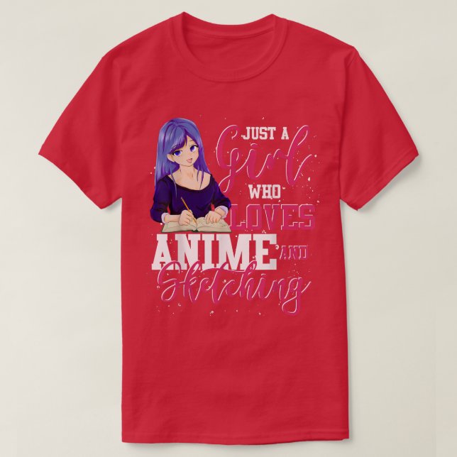 Japanese Manga Otaku Sketching Girls Kawaii Japan  T-Shirt (Design Front)