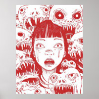 Japanese Manga Style Asian Girl Illustration Poste