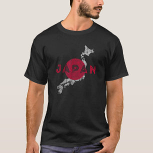 Japanese Map and Flag Souvenir Distressed Japan T-Shirt