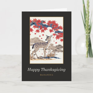 Japanese Maple Deer Happy Thanksgiving Ukiyo-e Card