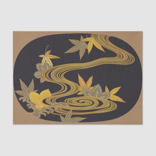 Japanese Maple Leaf and Running water Tissue Paper (Front)