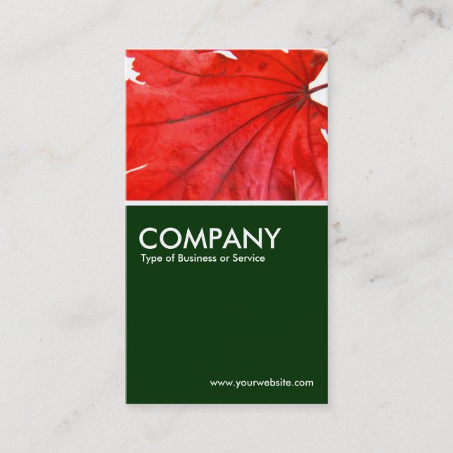 Japanese Maple Leaf - Dark Green Business Card (Front)