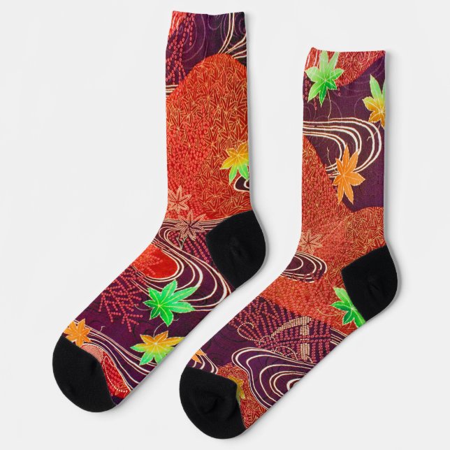 Japanese Maple Leaf Design Socks (Left)