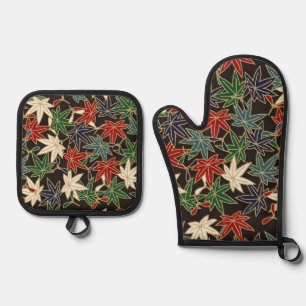 Japanese Maple Leaf Oven Mitt & Pot Holder Set