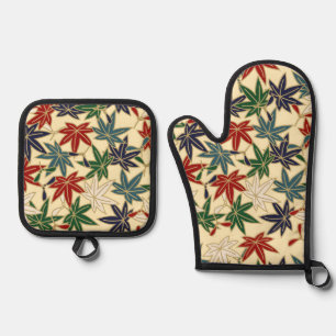 Japanese Maple Leaf Oven Mitt & Pot Holder Set