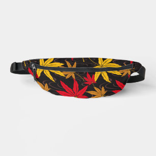 JAPANESE MAPLE LEAF PATTERN IN BLACK BUM BAGS