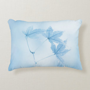 Japanese Maple Leaves in Blue Decorative Cushion