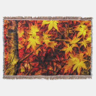 Japanese Maple Leaves in Fall Throw Blanket