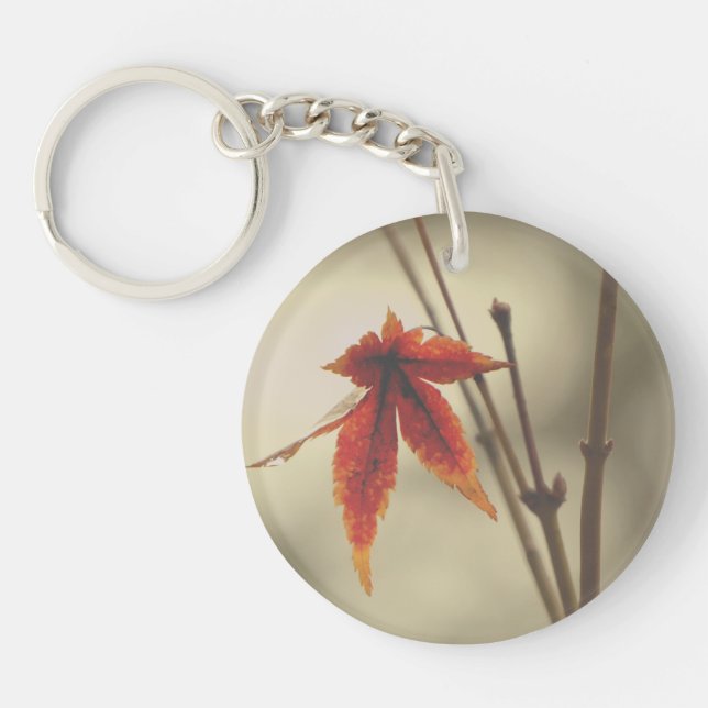 Japanese Maple Leaves Vintage Style Key Ring (Front)