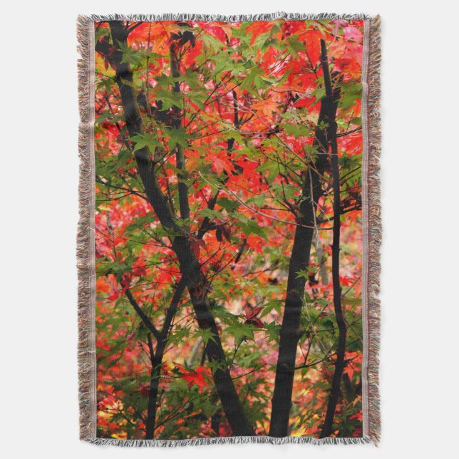 Japanese Maple Throw Blanket (Front Vertical)