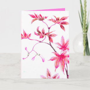 Japanese maple tree vintage illustration  card