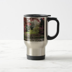 Japanese maple trees in Van Dusen Botanical Garden Travel Mug