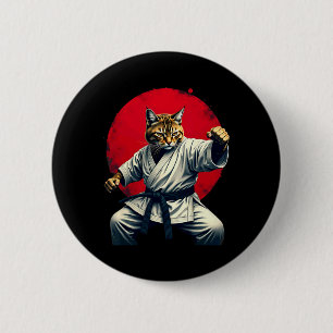 Japanese Martial Art Judo Karate Cat For Men Women 6 Cm Round Badge