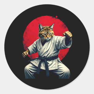 Japanese Martial Art Judo Karate Cat For Men Women Classic Round Sticker