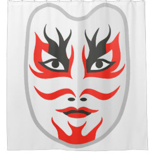Japanese mask shower curtain