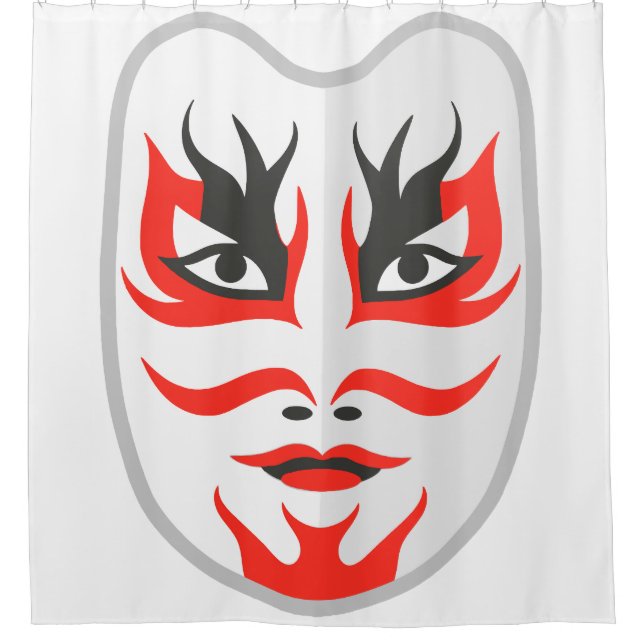 Japanese mask shower curtain (Front)