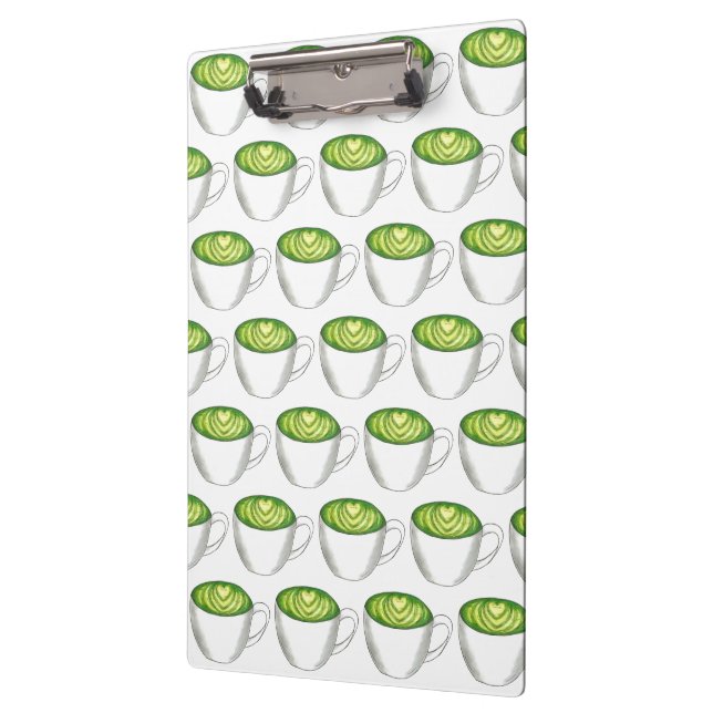 Japanese Matcha Green Tea Latte Teacup Foodie Clipboard (Left)