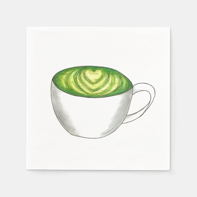 Japanese Matcha Green Tea Latte Teacup Foodie Napkin (Front)