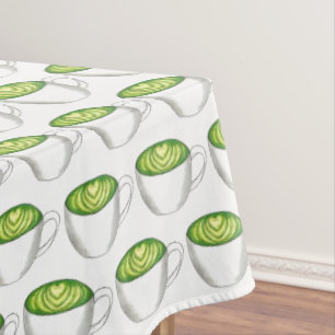 Japanese Matcha Green Tea Latte Teacup Foodie Tablecloth