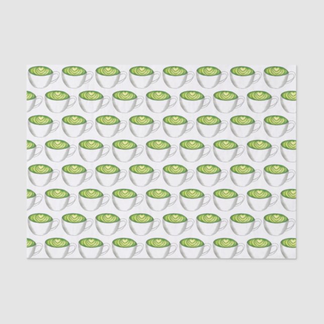 Japanese Matcha Green Tea Latte Teacup Foodie Tissue Paper (Front)